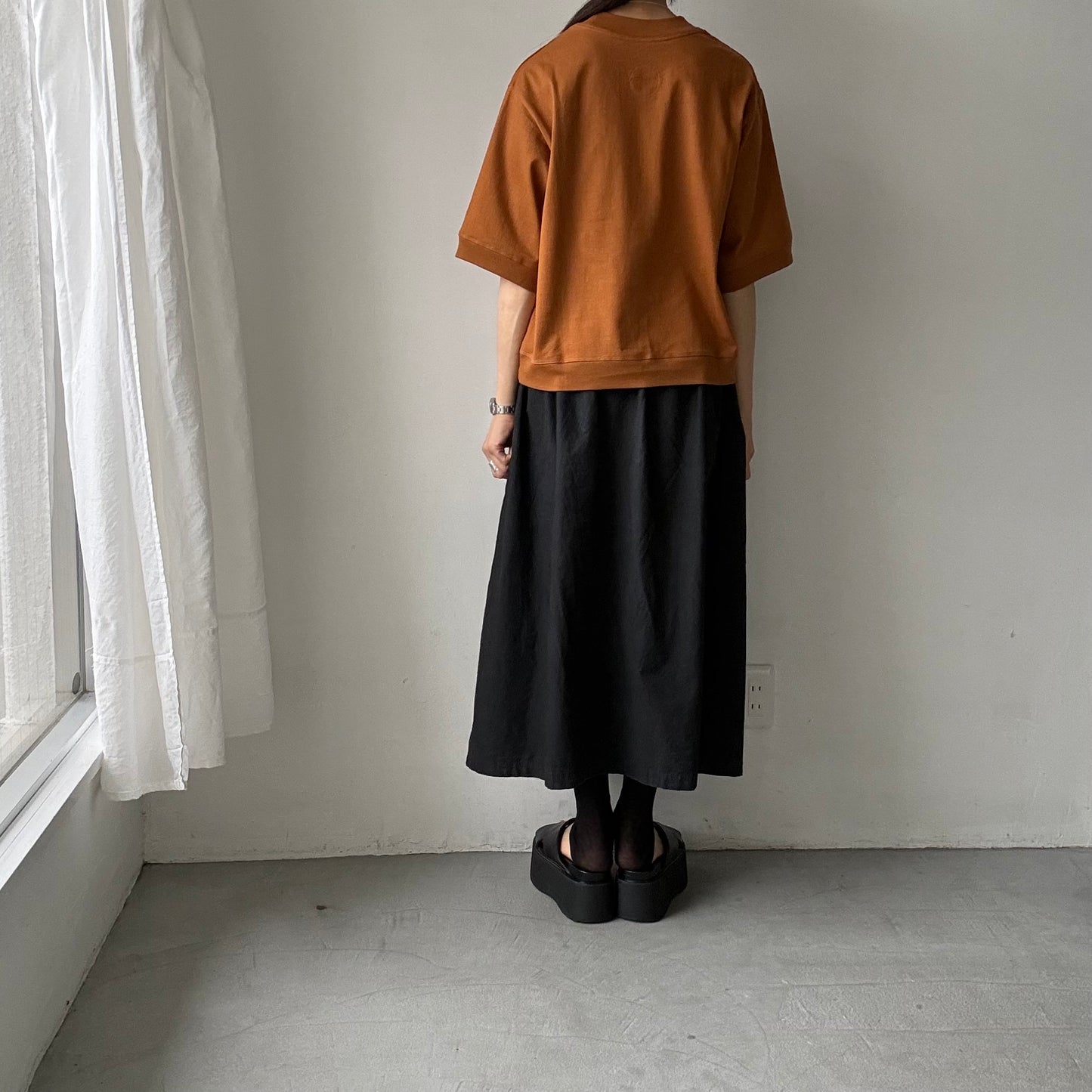 atelier d'antan  Bordet コットンジャージー５分袖プルオーバー　コニャック