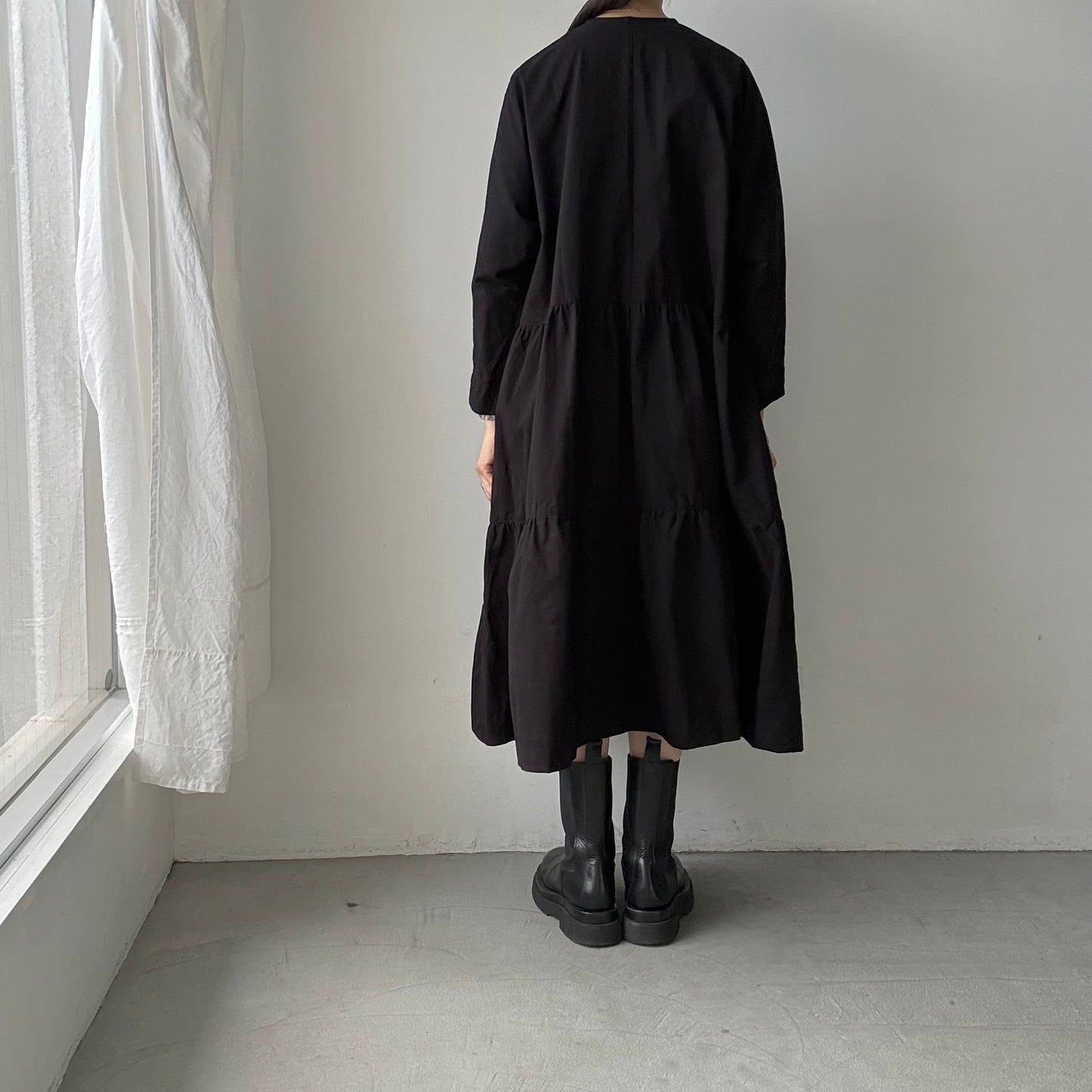 jujudhau デッドストックコットンティアードドレス　ブラック