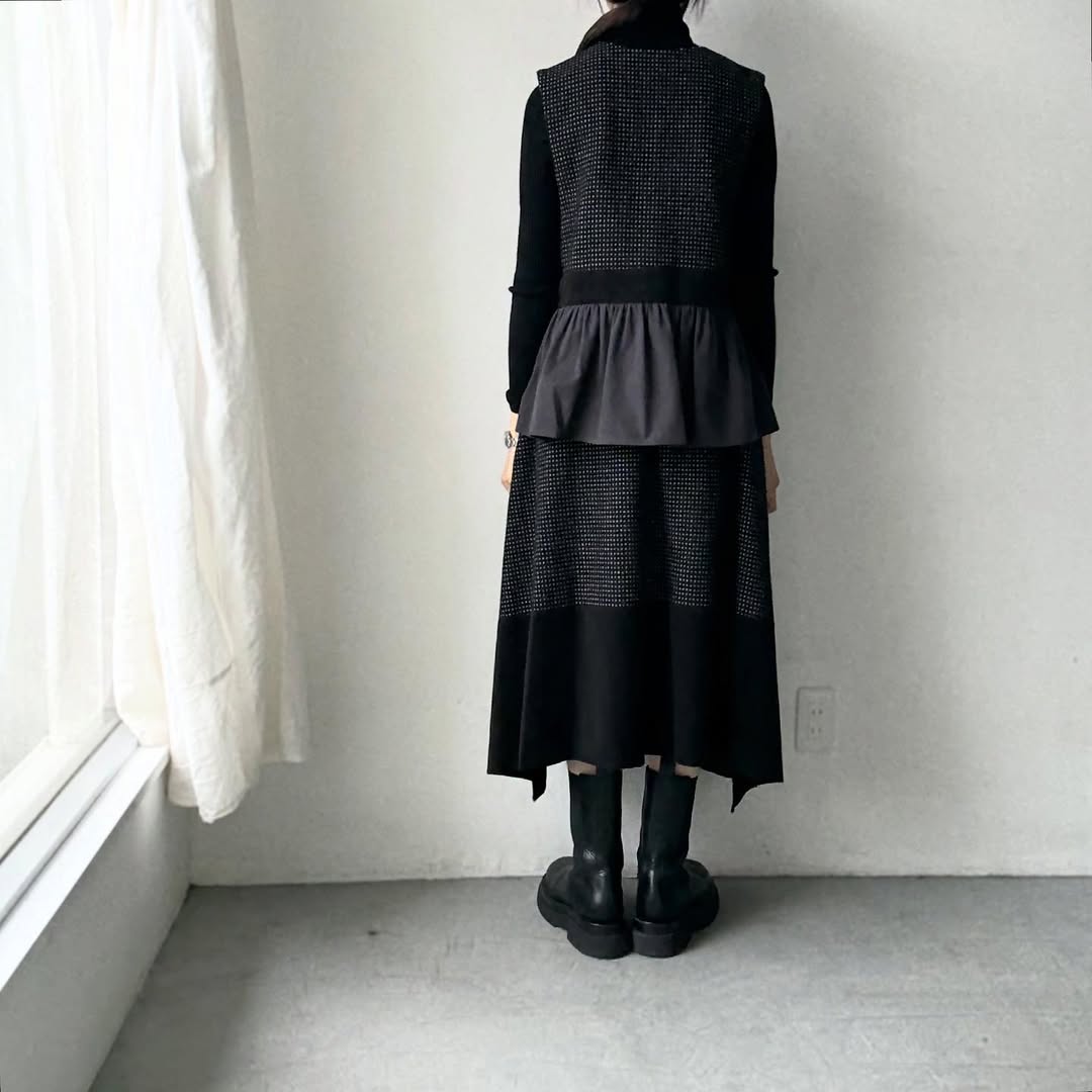 MAGALI  ピンドットツイードヴィンテージジレ