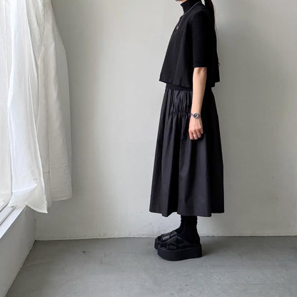 cion  コットンシャーリングギャザースカート　ブラック