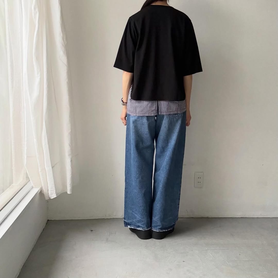 homspun  天竺5分袖カーディガン
ブラック