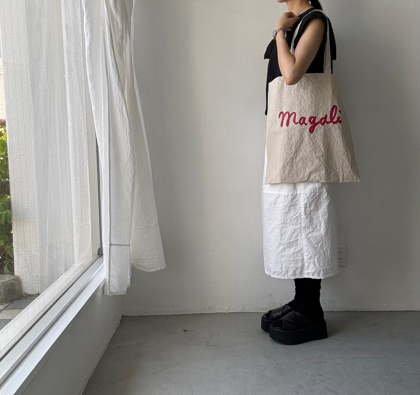 MAGALI   キャンバスコットンリネントートバッグ　ナチュラル