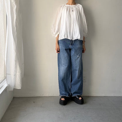 R&D.M.Co ガーメントダイカディギャザースモック　ホワイト