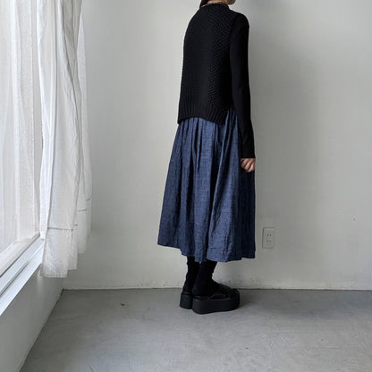 jujudhau デッドストックデニムギャザースカート