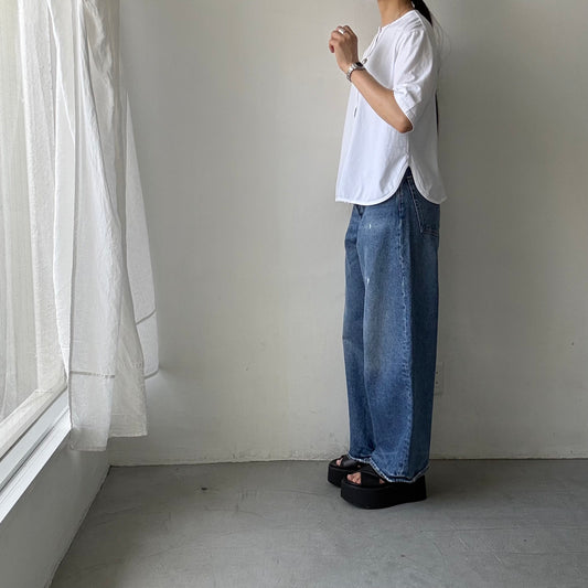 homspun 天竺5分袖カーディガン　ホワイト