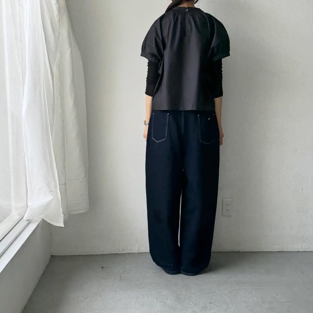 🟡週末入荷分予約受付中🟡cion  コットンシャーリングブラウス　　　ブラック