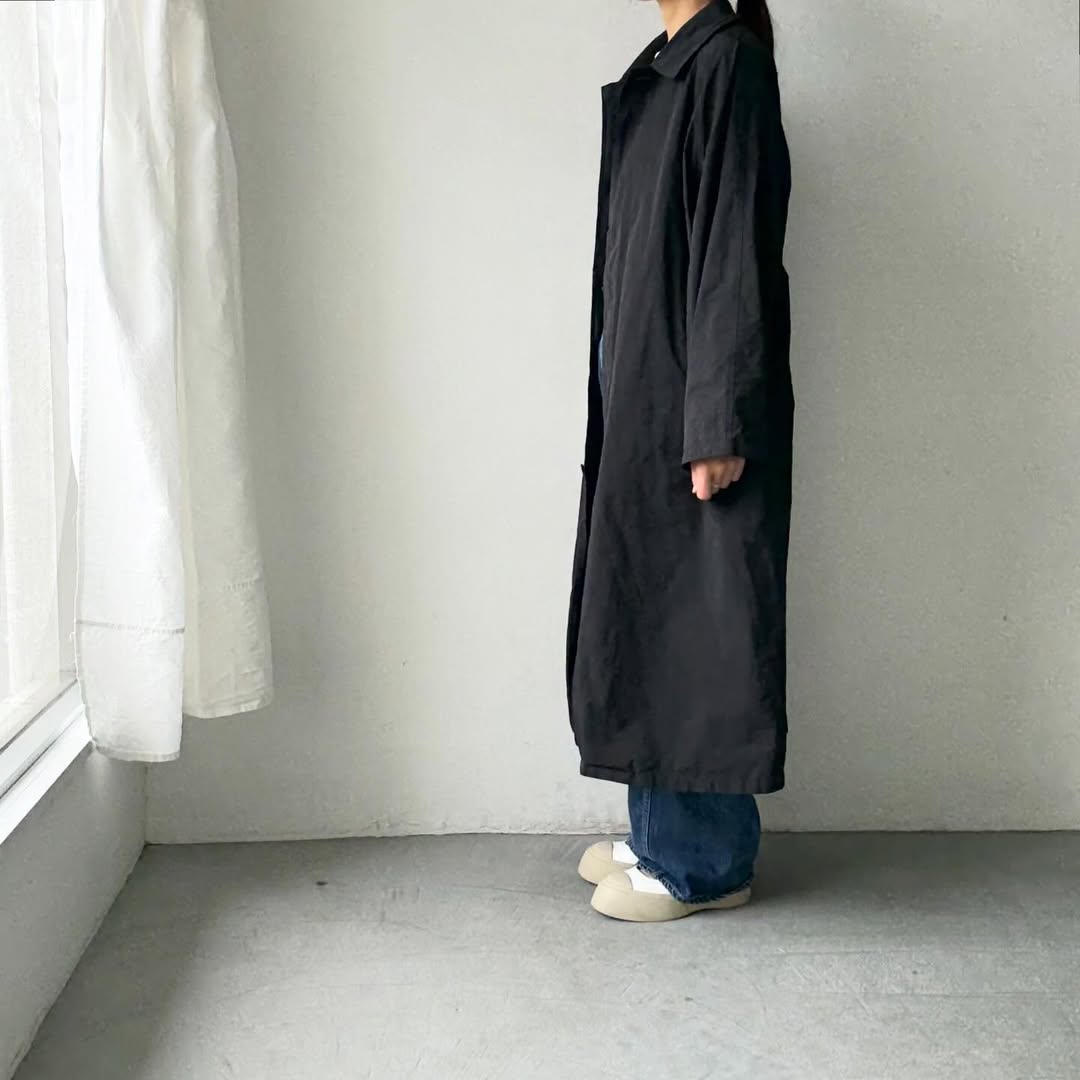 R&D.M.Co ガーメントダイステンカラーコート　ブラック