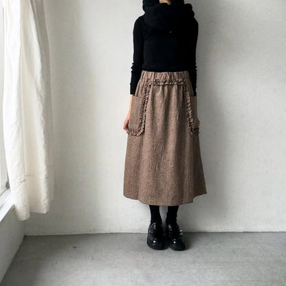 R&D.M.Co  コットンウールフリルデコレーションスカート　チェック
