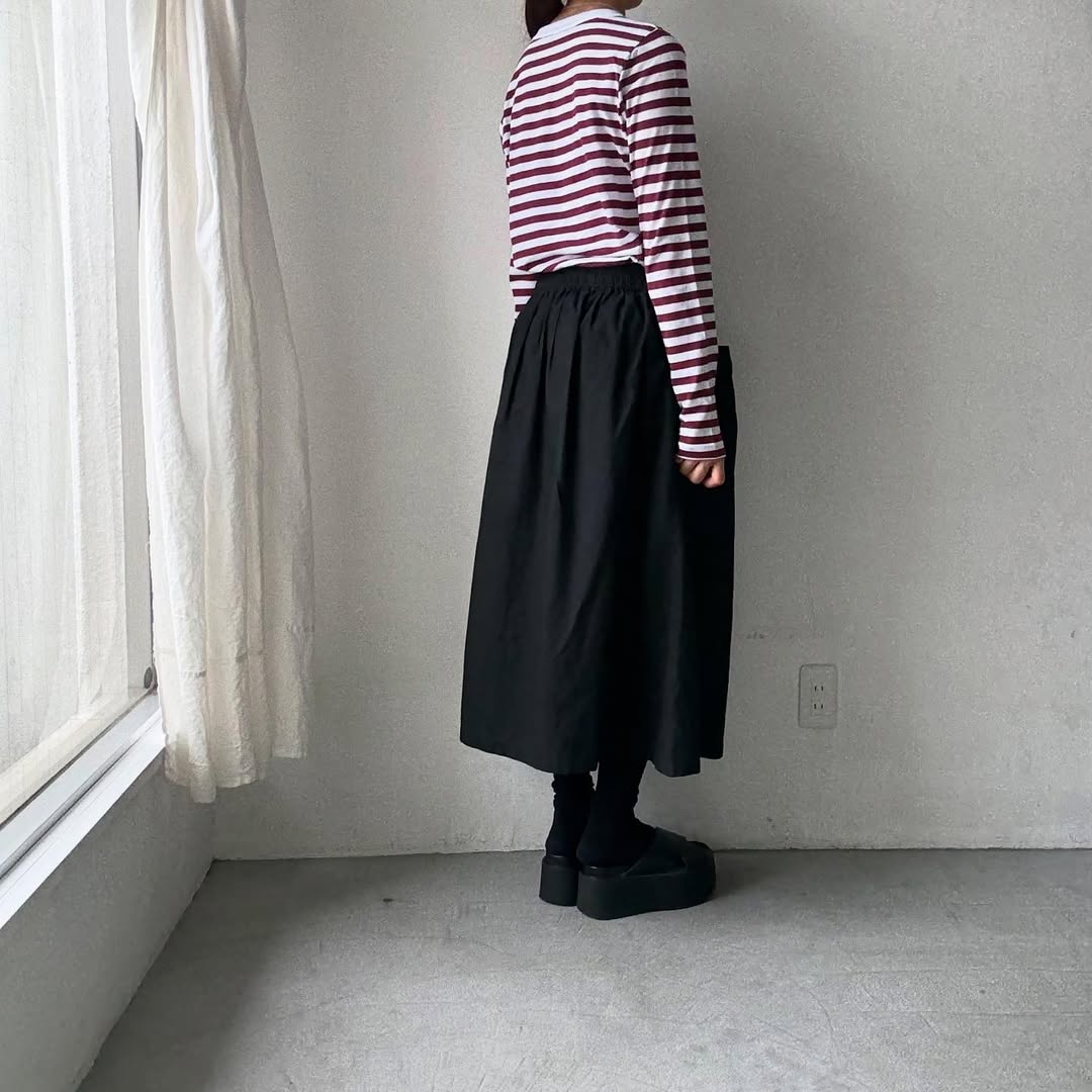 R&D.M.Co ガーゼボーダー長袖Tシャツ　プラム　Mサイズ