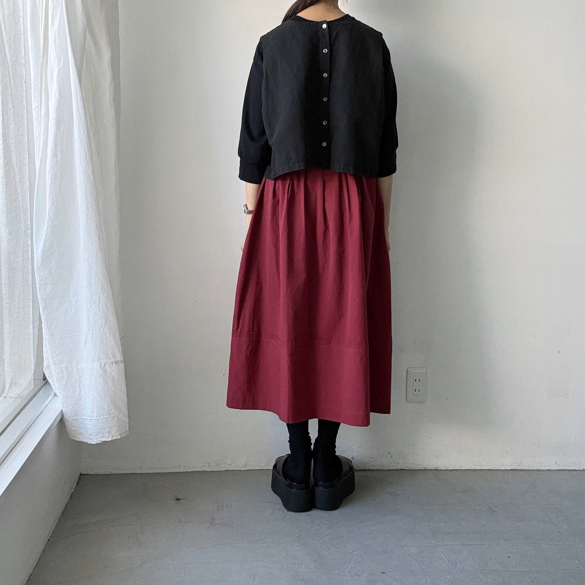 MAGALI オールドコットンラップ風スカート　レッド