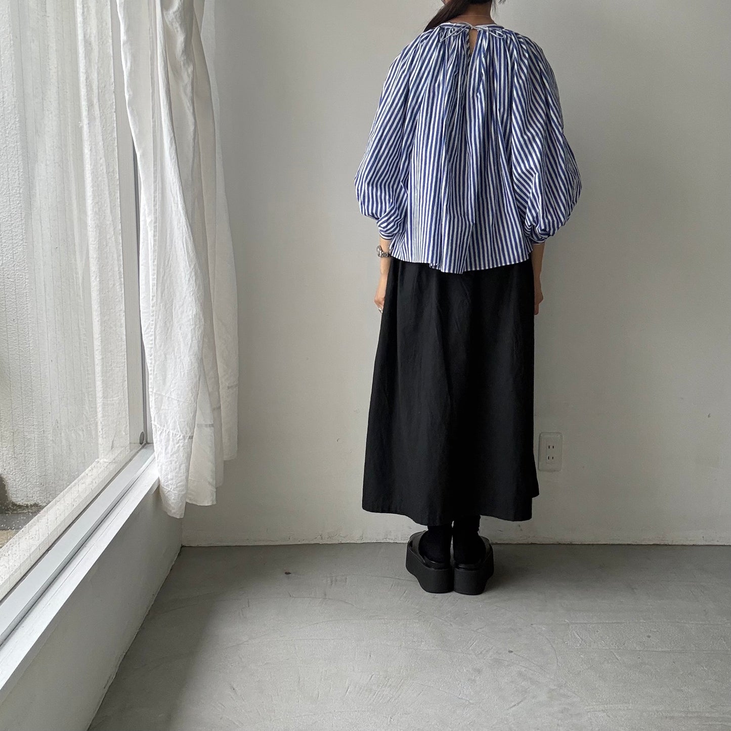 R&D.M.Co キャンディストライプギャザースモック