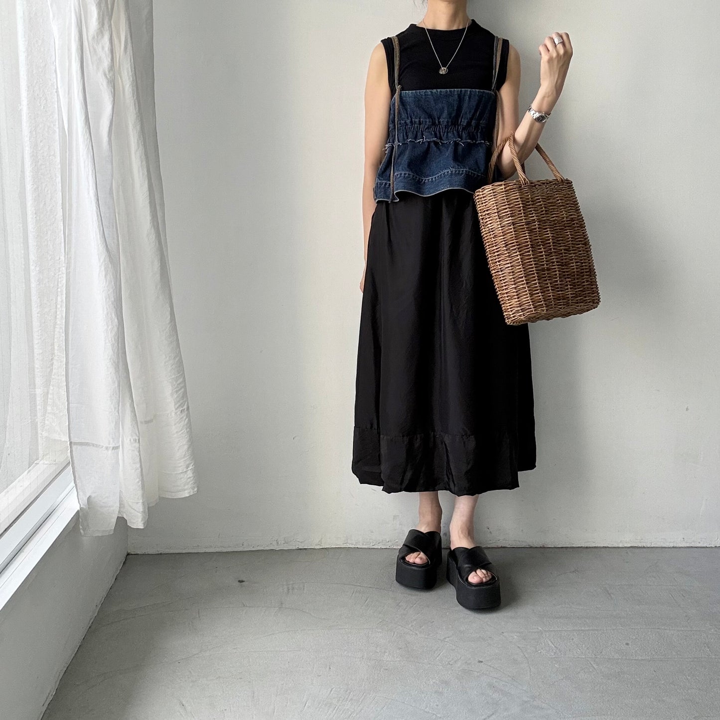 R&D.M.Co 　シルクサテンドッキングバルーンスカート
