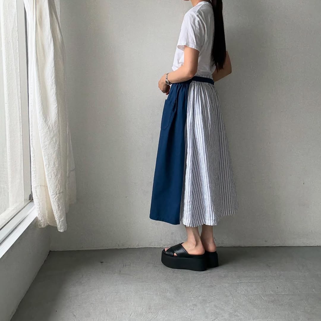 atelier naruse  ストライプリネンギャザースカート