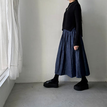 jujudhau デッドストックデニムギャザースカート