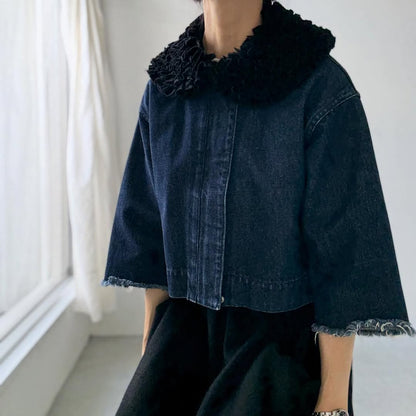 R&D.M.Co  コットンウールフリルカラー　ブラック