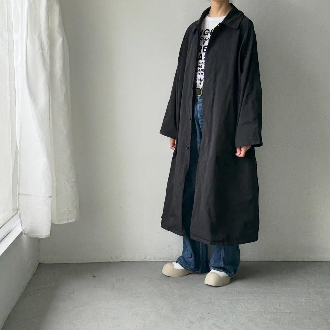 R&D.M.Co ガーメントダイステンカラーコート　ブラック