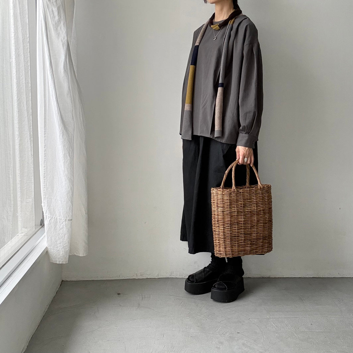 atelier naruse  マルチボーダーニットスカーフ