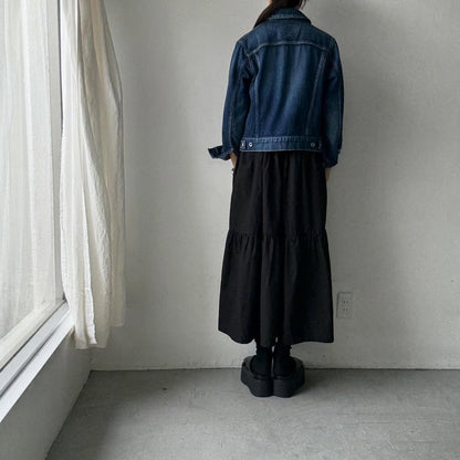 🟡週明け入荷分予約受付中🟡Linenya  ティアードワンピース　ブラック