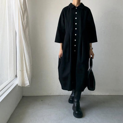 ayanoguchiaya　ダブルフロントコートワンピース　ブラック