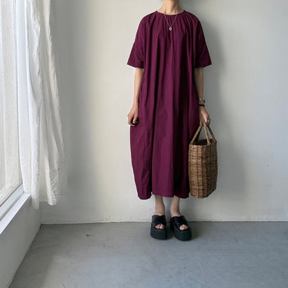 R&D.M.Co  シュリンクコットンガーメントダイバギードレス　プラム