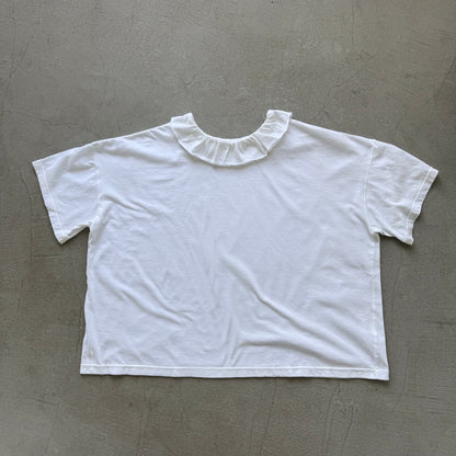 homspun 天竺フリルカラー半袖プルオーバー　ホワイト