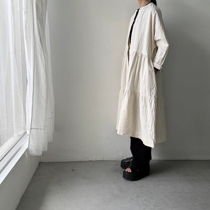 jujudhau デッドストックコットンティアードドレス　ナチュラル(ネップ)