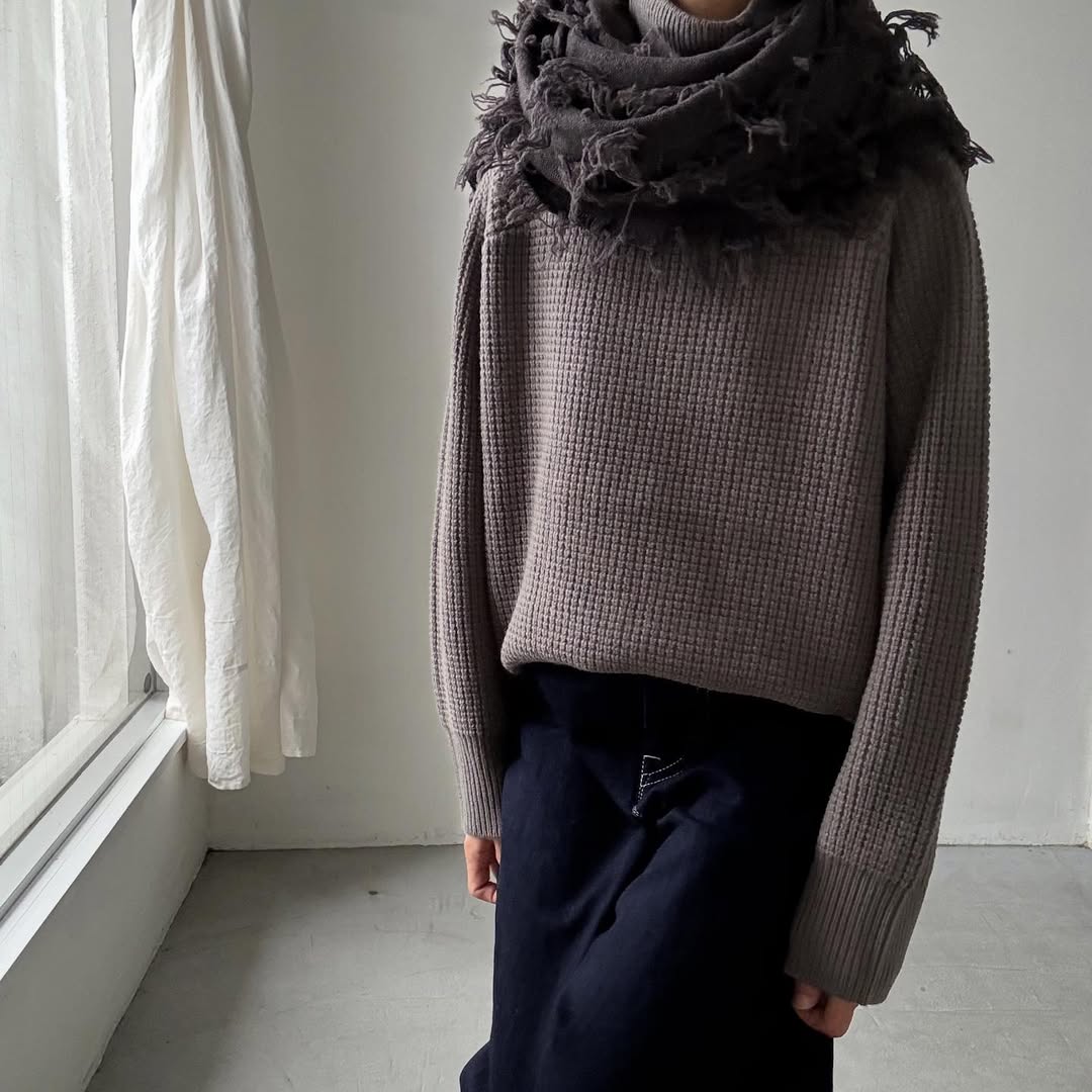 homspun ラムフリンジストール　グレー