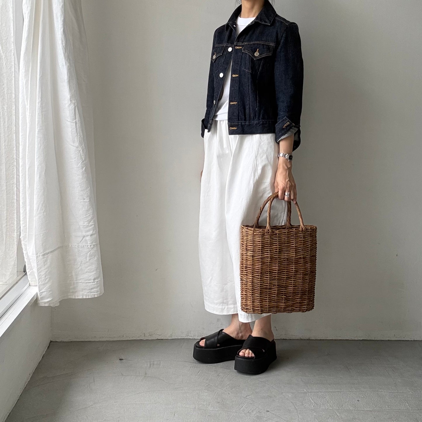 atelier d'antan Perriereコットンワイドパンツ　ホワイトsize 1