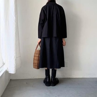 jujudhau デッドストックコットンダブルボタンシャツ　ブラック