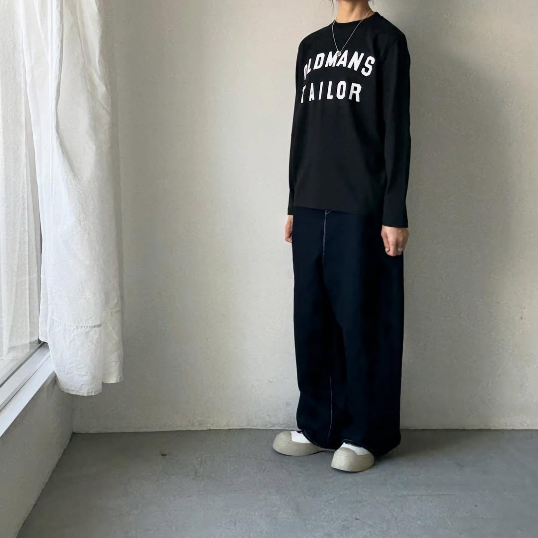 OLDMANS TAILOR OMTラバープリント長袖Tシャツ　ブラック