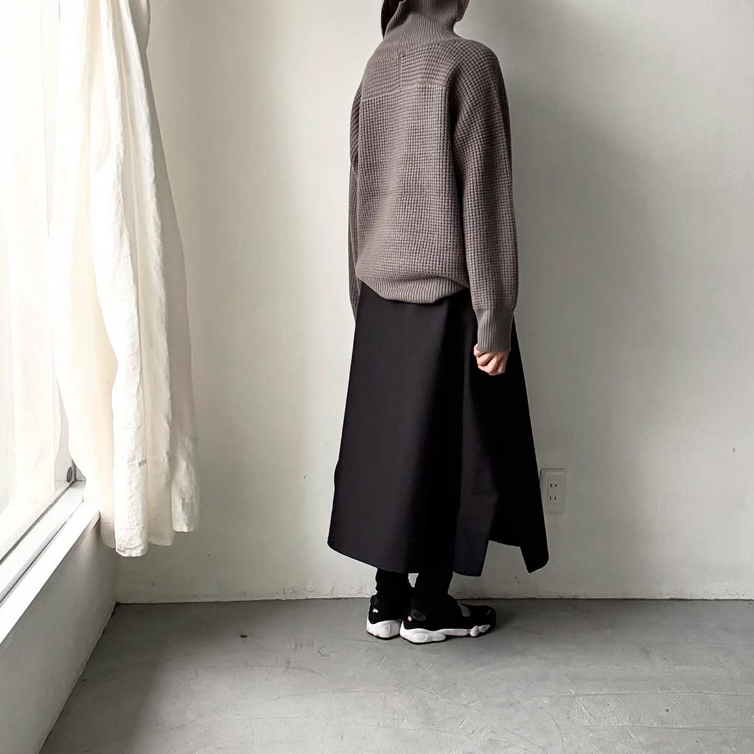 homspun メリノウールワッフル編みプルオーバー　グレー