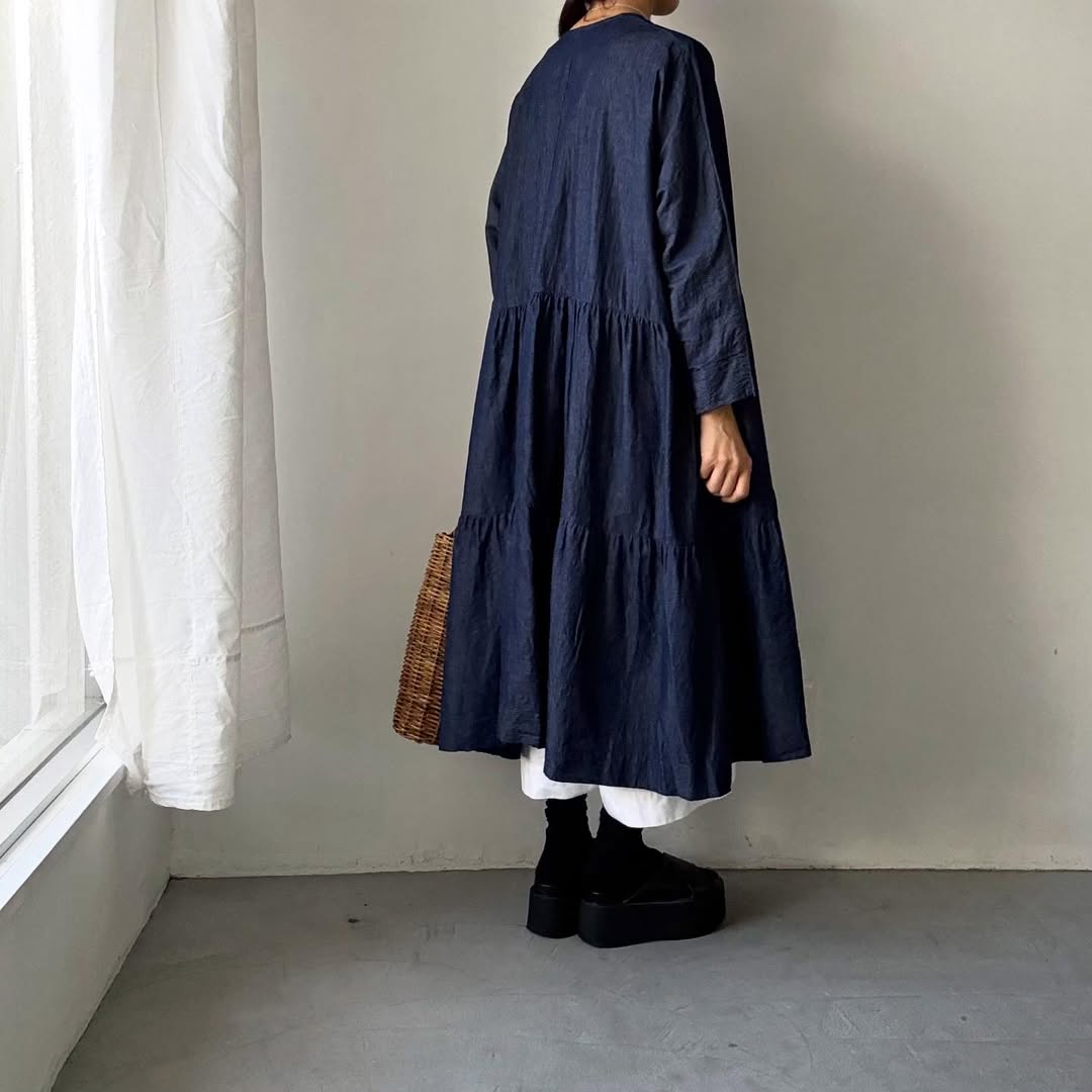 jujudhau デッドストックデニムティアードドレス