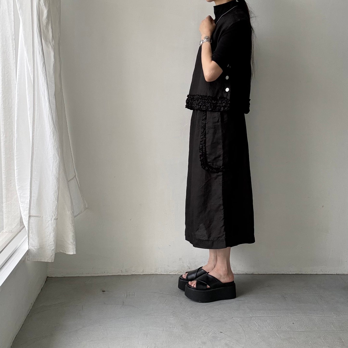 R&D.M.Co  リネンガーメントダイフリルデコレーションスカート