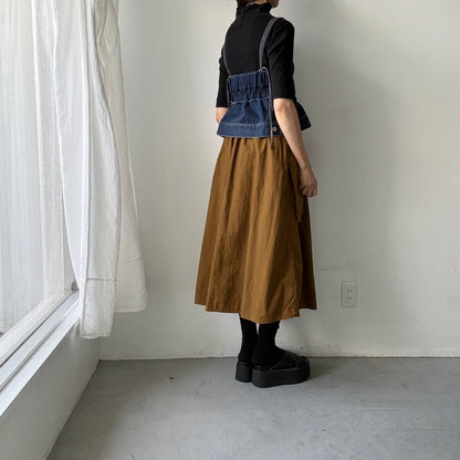 R&D.M.Co 　シュリンクコットンガーメントダイポケットスカート　ブラウン