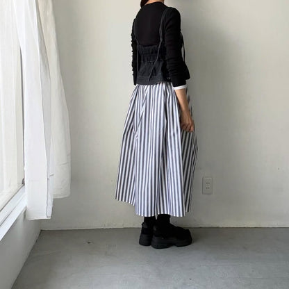 ayanoguchiaya　ストライプタックワイドスカート(blanc別注)