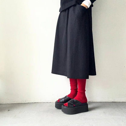 homspun コットンウールかのこ編みハイソックス　レッド