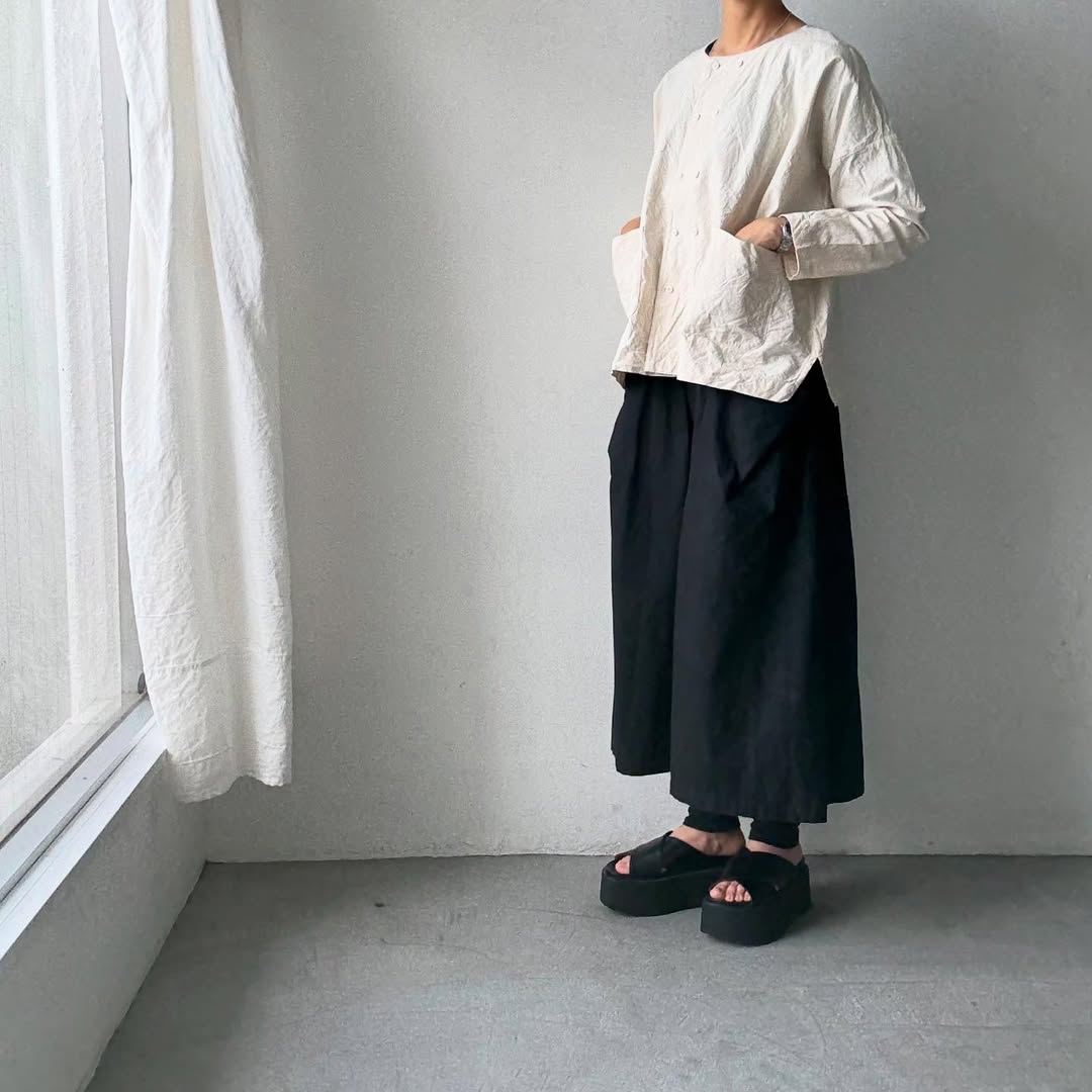 jujudhau コットンダブルボタンシャツ