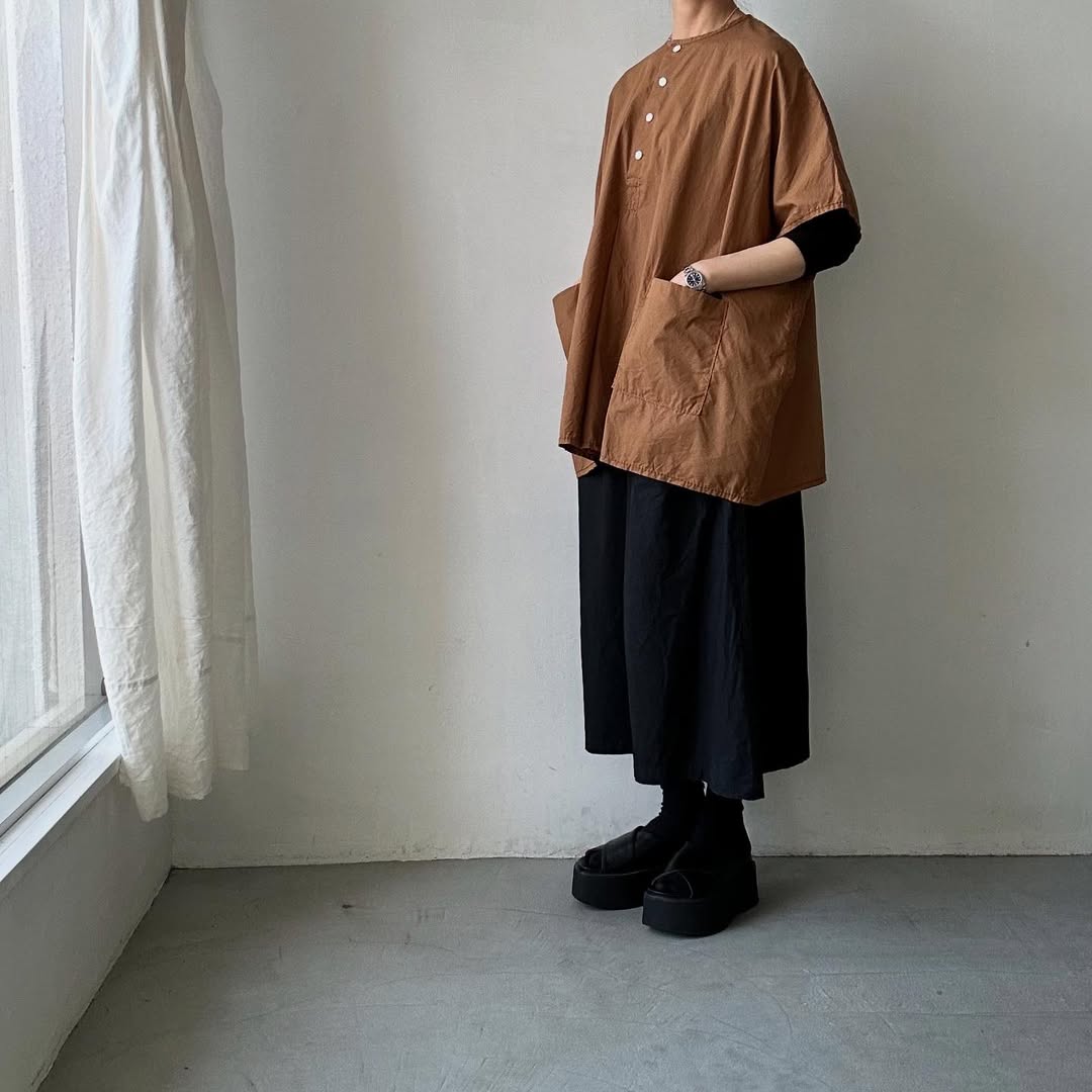 homspun コットンミニチェックビッグブラウス