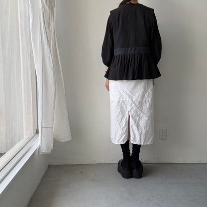 MAGALI   コットンリネンピンチェックペザントジレ