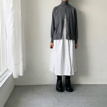 homspun ソフトコットンジップアップカーディガン　チャコールグレー