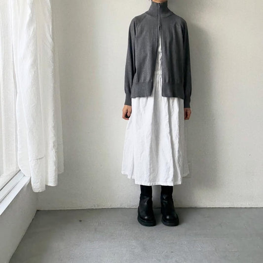 homspun ソフトコットンジップアップカーディガン　チャコールグレー