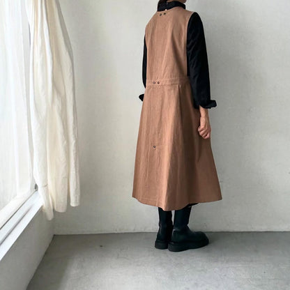 atelier d'antan kobell コットンエプロンドレス　カーキ