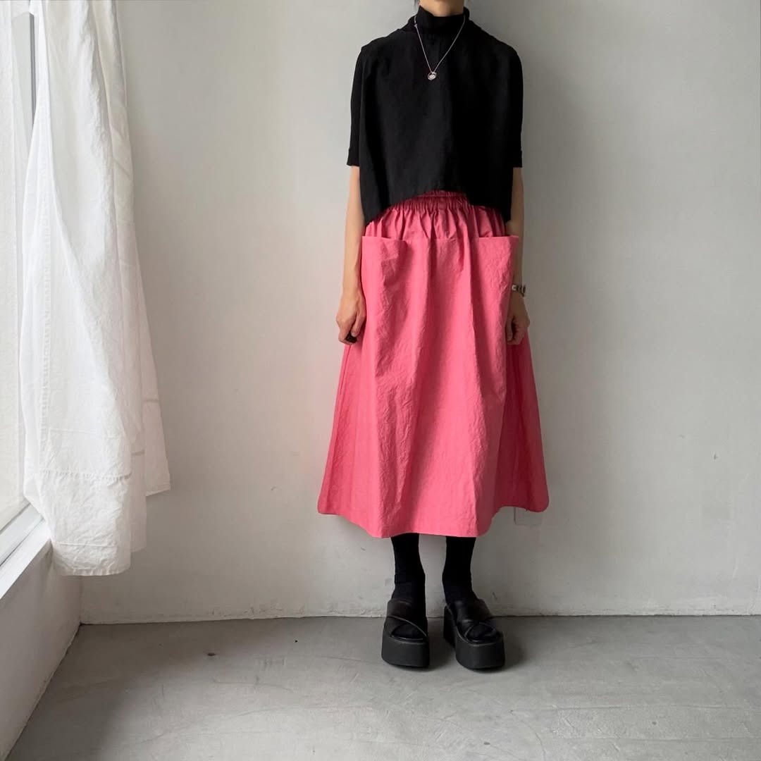 atelier naruse  ダウンプルーフコットンカットインポケットスカート　ローズピンク