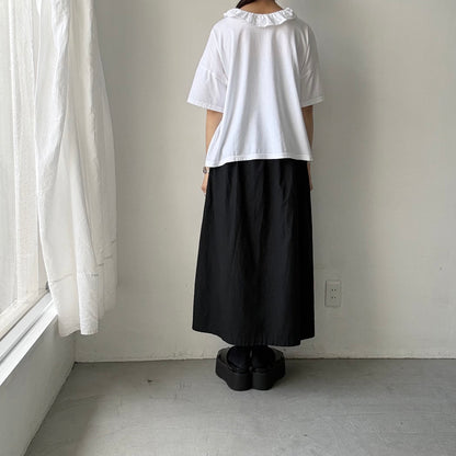 homspun 天竺フリルカラー半袖プルオーバー　ホワイト