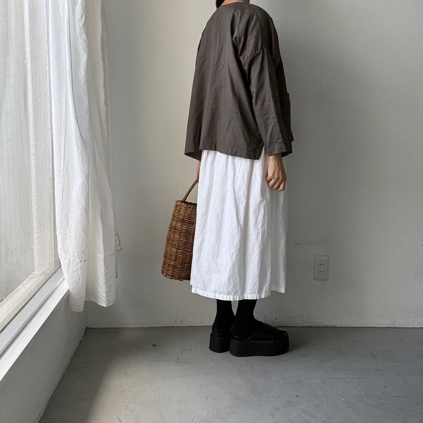 jujudhau コットンダブルボタンシャツ