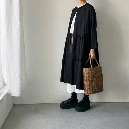 jujudhau デッドストックコットンティアードドレス　ブラック