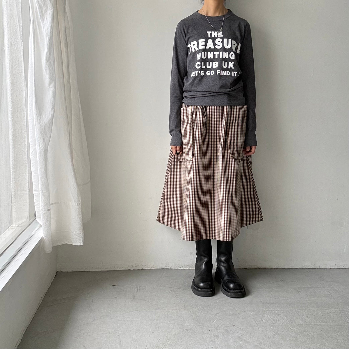 R&D.M.Co トレジャーハンティング長袖Tシャツ　チャコールグレー