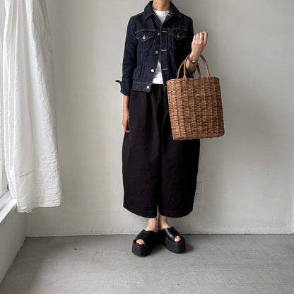 atelier d'antan Perriereコットンワイドパンツ　ブラックsize1
