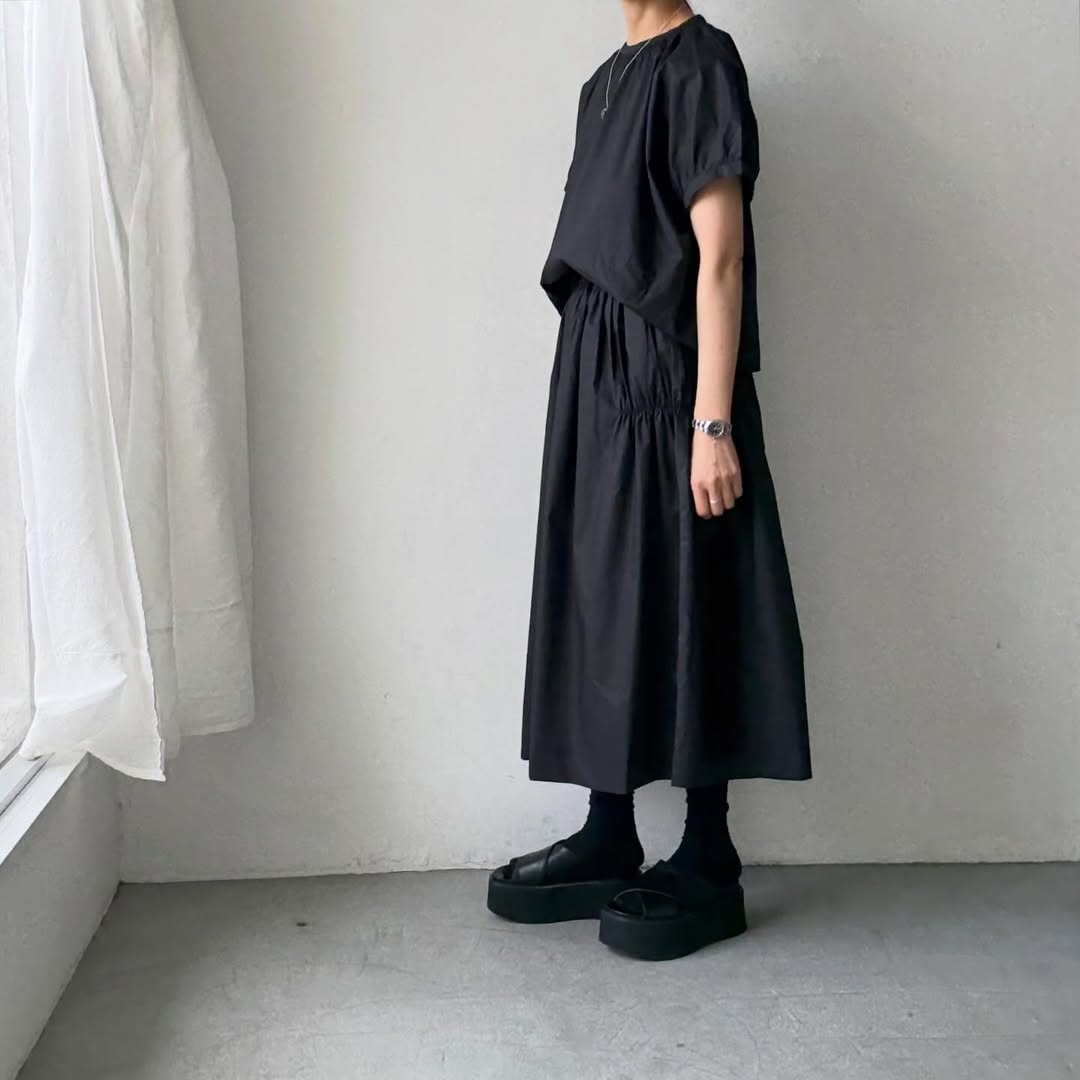 🟡週末入荷分予約受付中🟡cion  コットンシャーリングブラウス　　　ブラック