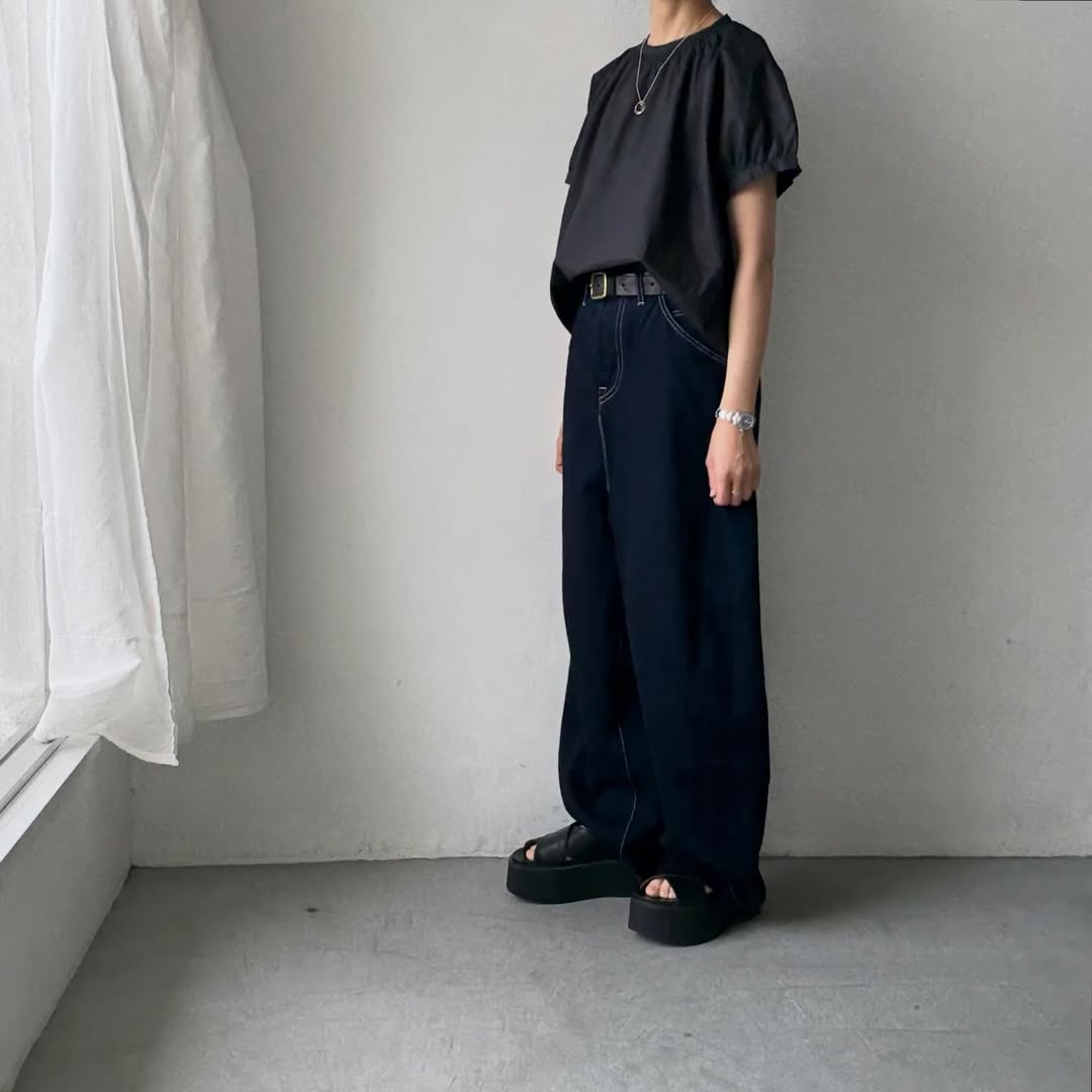 🟡週末入荷分予約受付中🟡cion  コットンシャーリングブラウス　　　ブラック